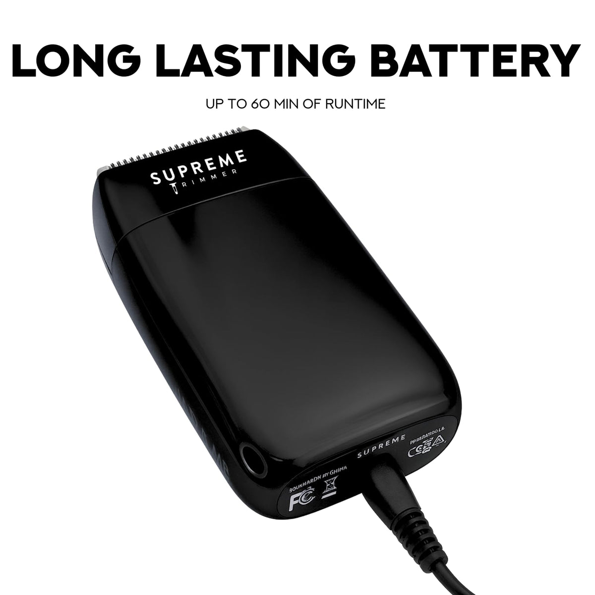 Supreme Trimmer Crunch Lite accessories laid out with brush USB cable and travel pouch for complete kit