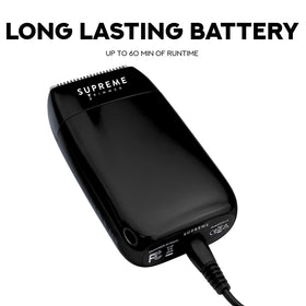 Supreme Trimmer Crunch Lite accessories laid out with brush USB cable and travel pouch for complete kit