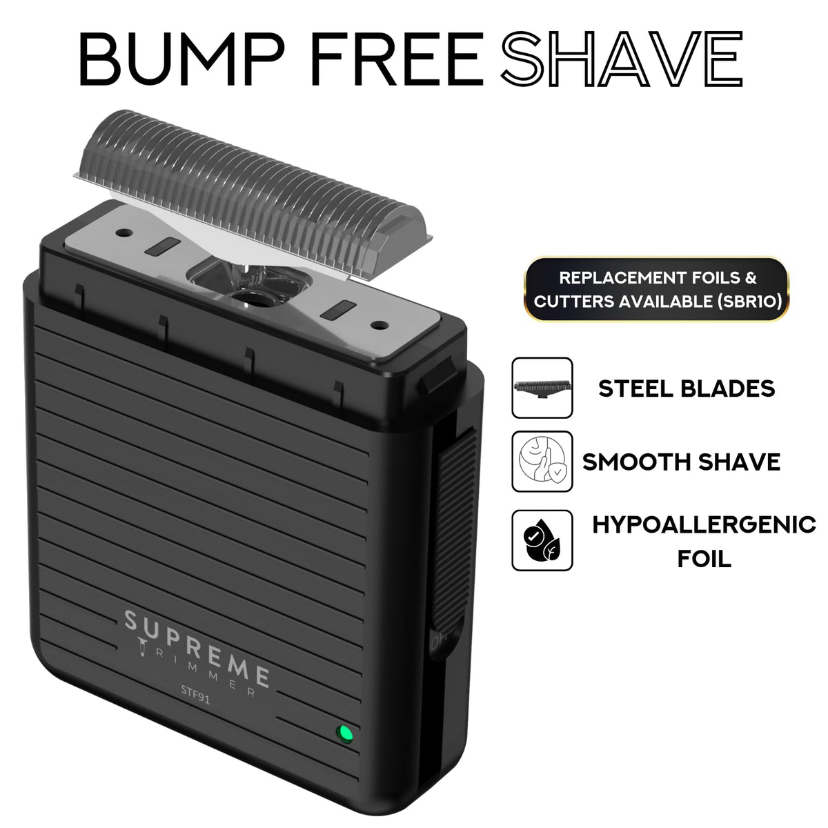 Supreme Trimmer foil close-up showing precision cutters for smooth shaves