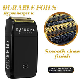 Supreme Trimmer SB55 foil closeup with hypoallergenic perforations for gentler skin contact