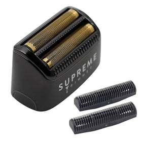 Supreme Trimmer SB55 front view showing black replacement head and alignment tabs for easy install