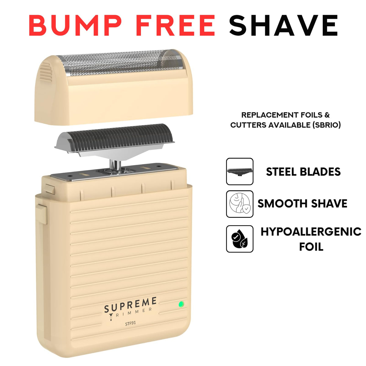 Supreme Trimmer back view showing power button and intuitive controls