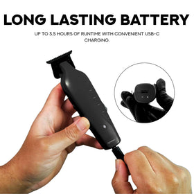 Supreme Trimmer Vader on charging dock emphasizing USB-C fast charging convenience
