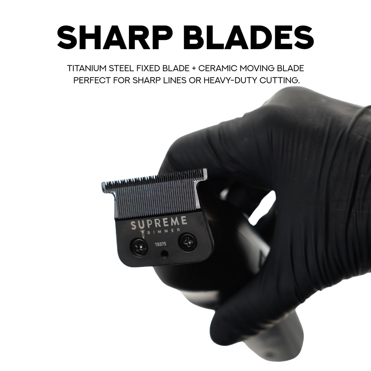 Supreme Trimmer close-up of DLC T-blade highlighting sharpness and smoother cuts