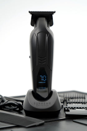 Supreme Trimmer with accessories layout showing included items and ready-to-use benefit