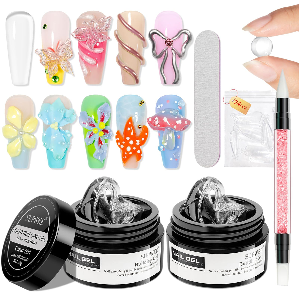 SUPWEE front product packaging showing complete home manicure kit and benefits