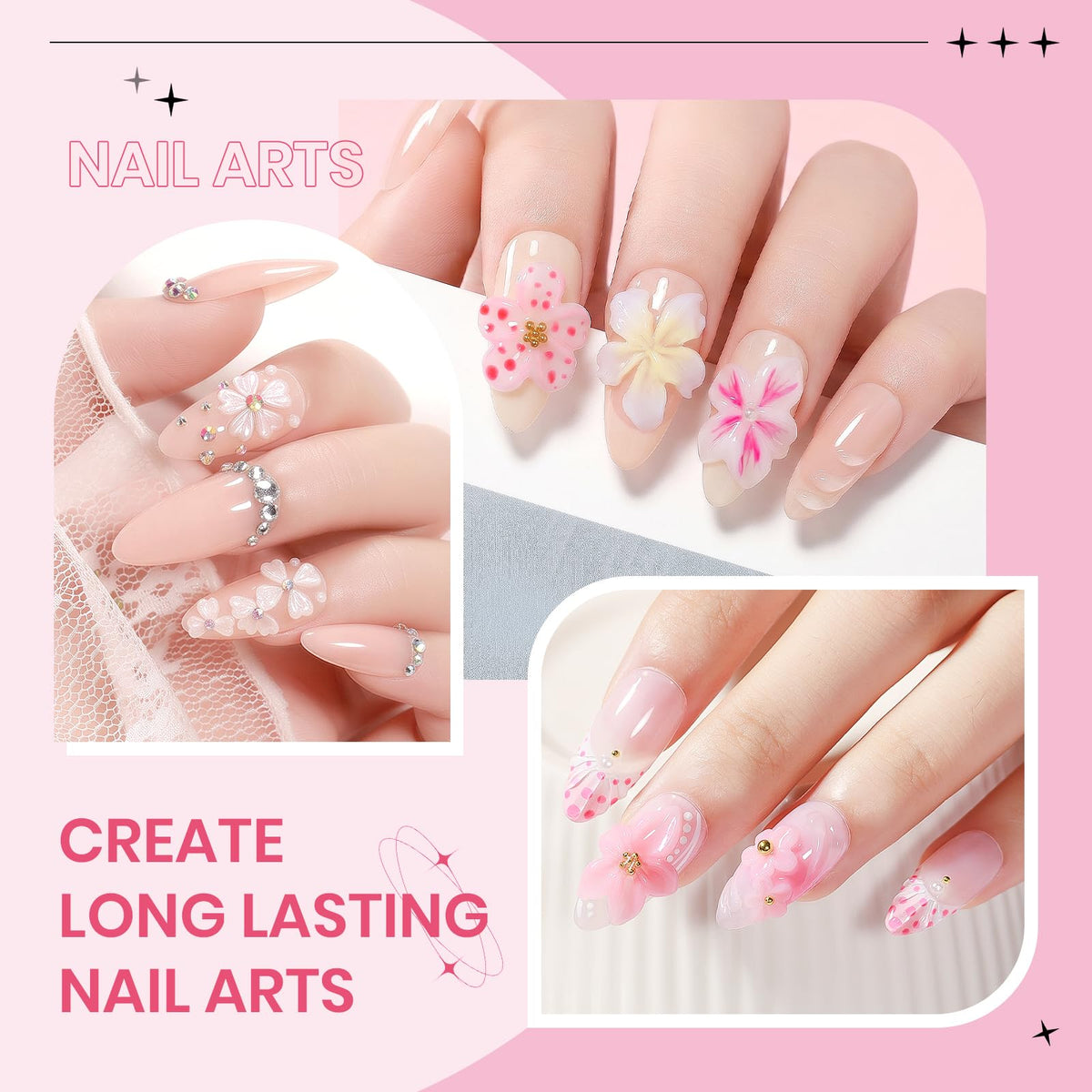 SUPWEE finished nail with embedded pearl gem for decorative impact