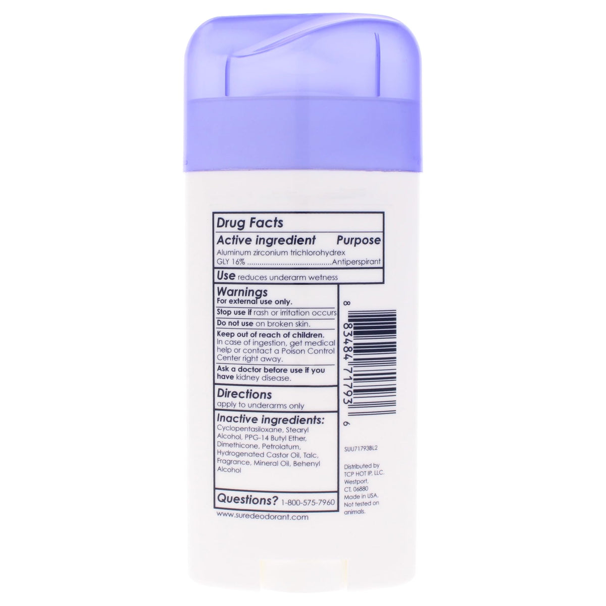 Sure solid stick close-up showing smooth clear application and easy glide benefit