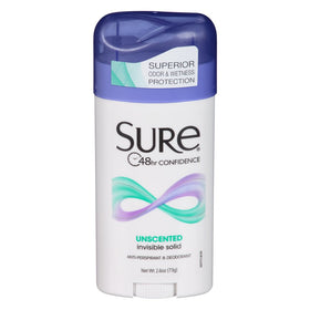 Sure unscented application close-up on underarm, smooth quick-dry benefit