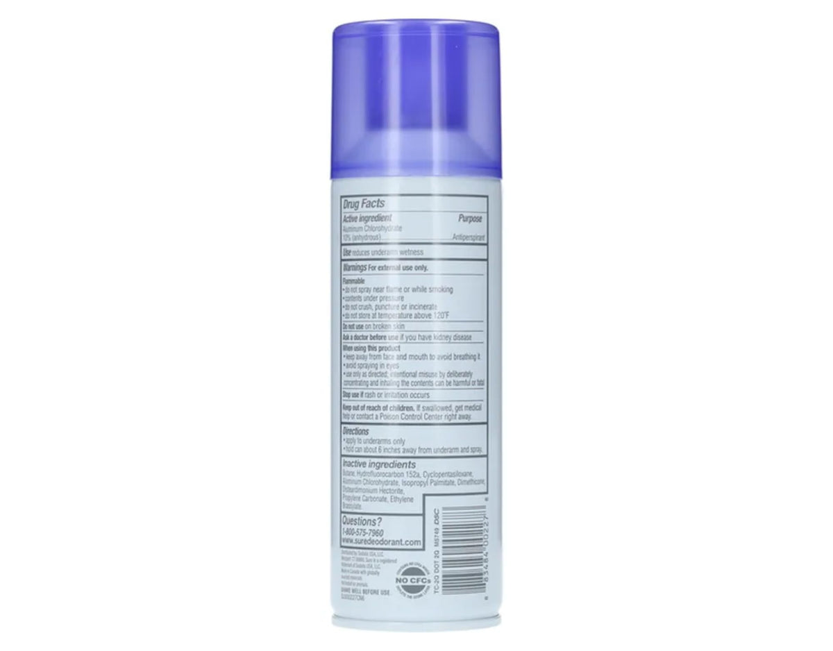 Sure aerosol sprayed underarm in use demonstrating quick dry benefit