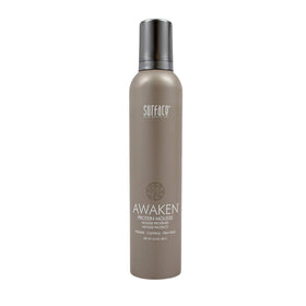 Surface Awaken Mousse front bottle view showing product benefit of volume