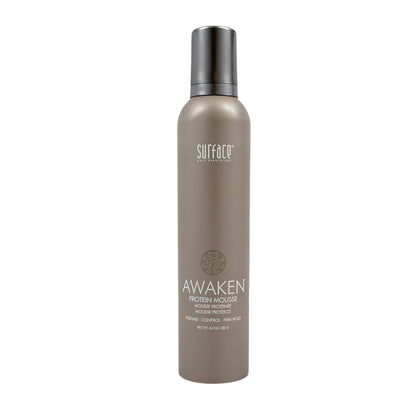 Surface Awaken Mousse front bottle view showing product benefit of volume