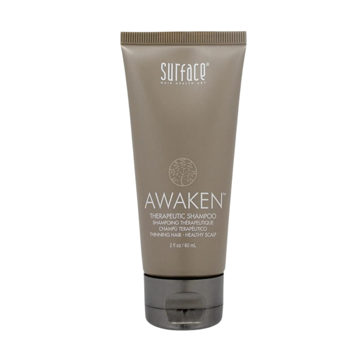 SURFACE bottle front packaging showing label and 2 fl oz size for easy travel