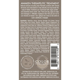 SURFACE label close-up highlighting botanical and mineral ingredients
