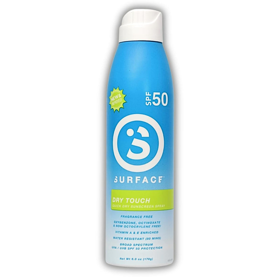 Surface Sunscreen front packaging showing SPF 50 protection and compact 6oz size