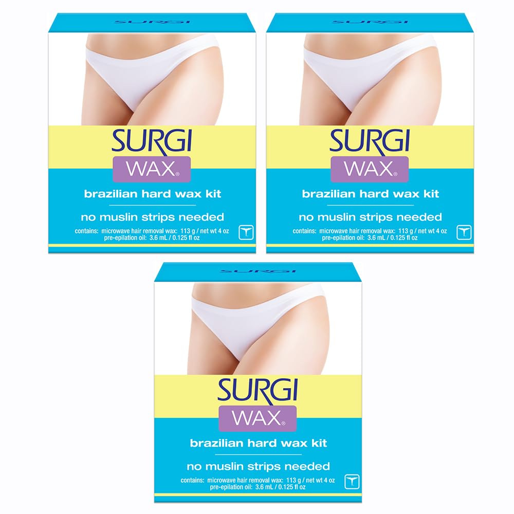 Surgiwax front packaging showing three 4 oz boxes and contents for clear selection benefit