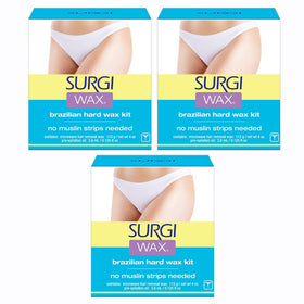Surgiwax front packaging showing three 4 oz boxes and contents for clear selection benefit