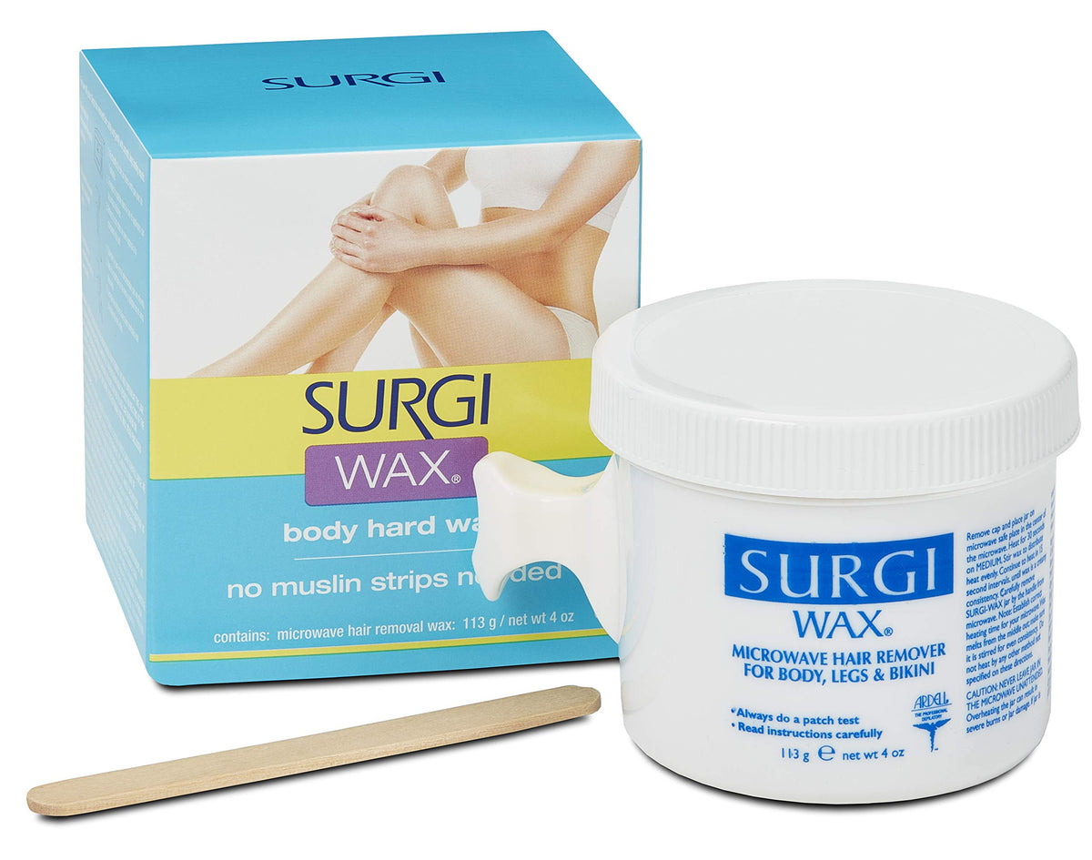 Surgiwax jar front label showing product and size for clear identification and trust