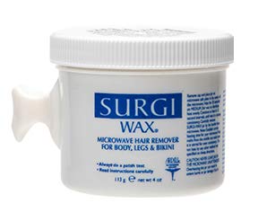 Surgiwax jar in microwave setup showing quick heating and convenient home use