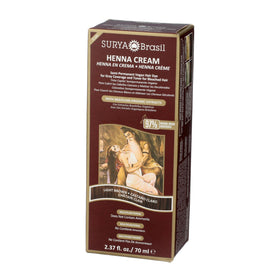 Surya Brasil close-up label listing natural ingredients and vegan certification benefit