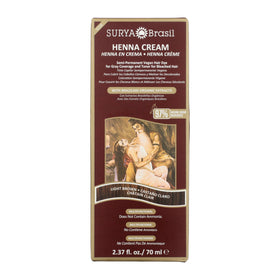 Surya Brasil front packaging showing light brown shade and natural benefits