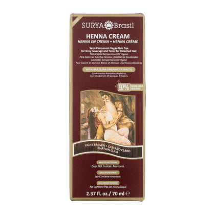 Surya Brasil front packaging showing light brown shade and natural benefits