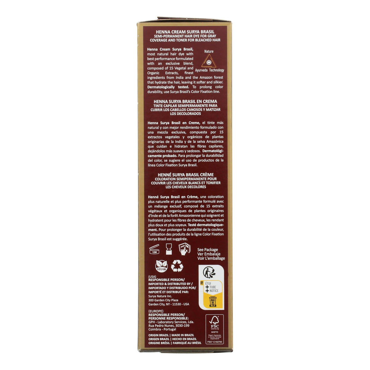 Surya Brasil henna cream applied on a hair strand demonstrating smooth conditioning