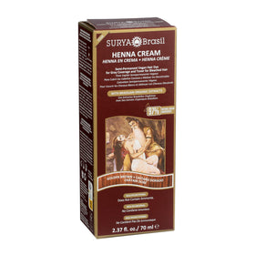 Surya Brasil henna cream label detail highlighting natural ingredient benefits