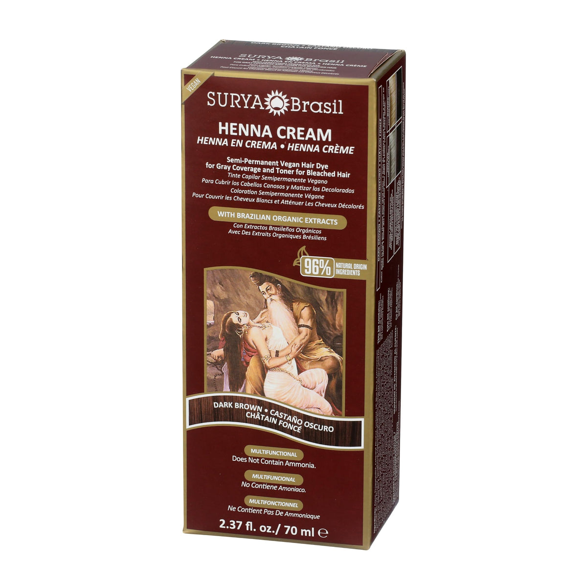 Surya Brasil after photo showing rich dark brown conditioned hair