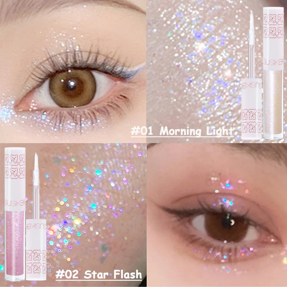 SUSIKEKI applicator tip detail for precise eyeliner and targeted glitter placement