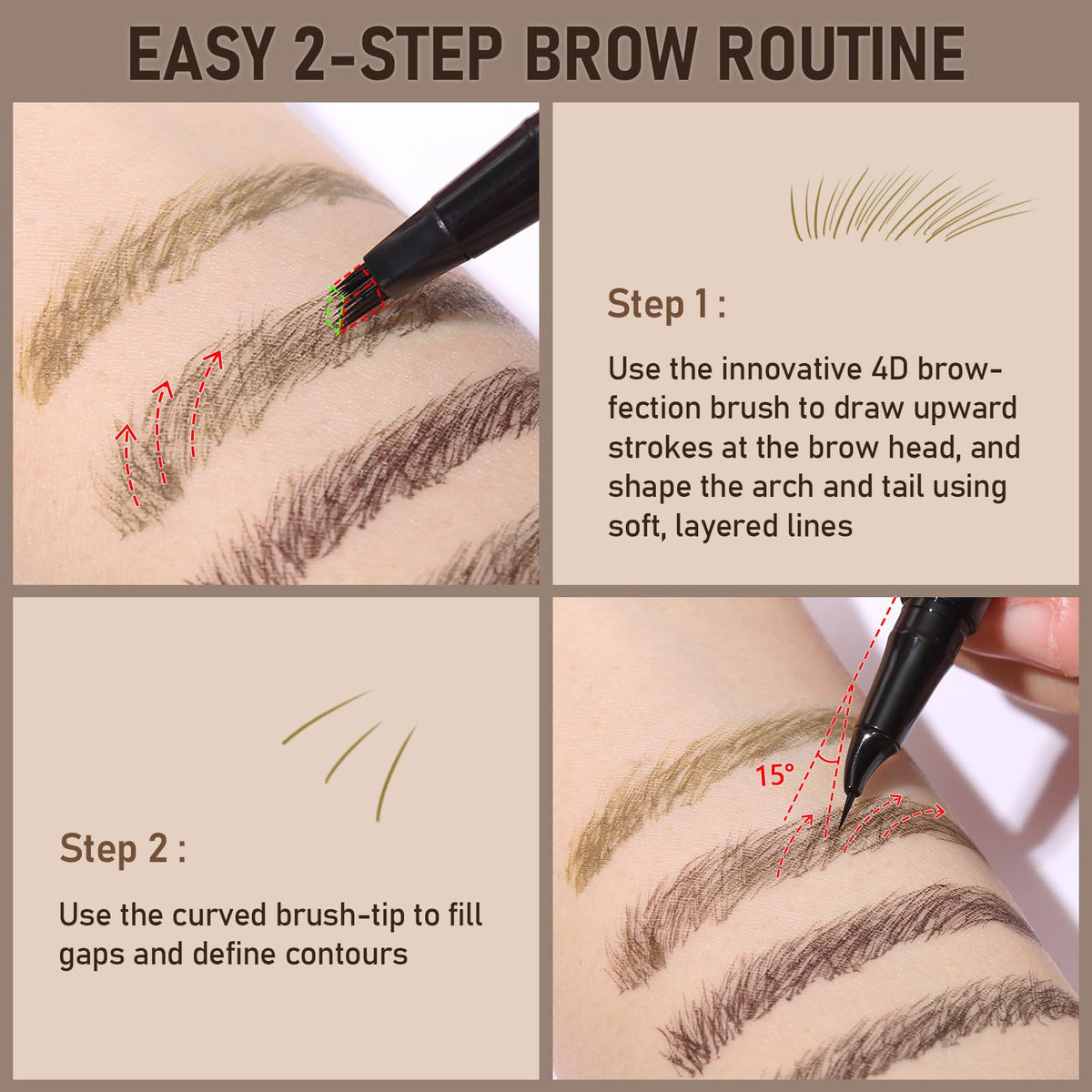 SUSIKEKI before and after brows showing transformed definition and realistic finish
