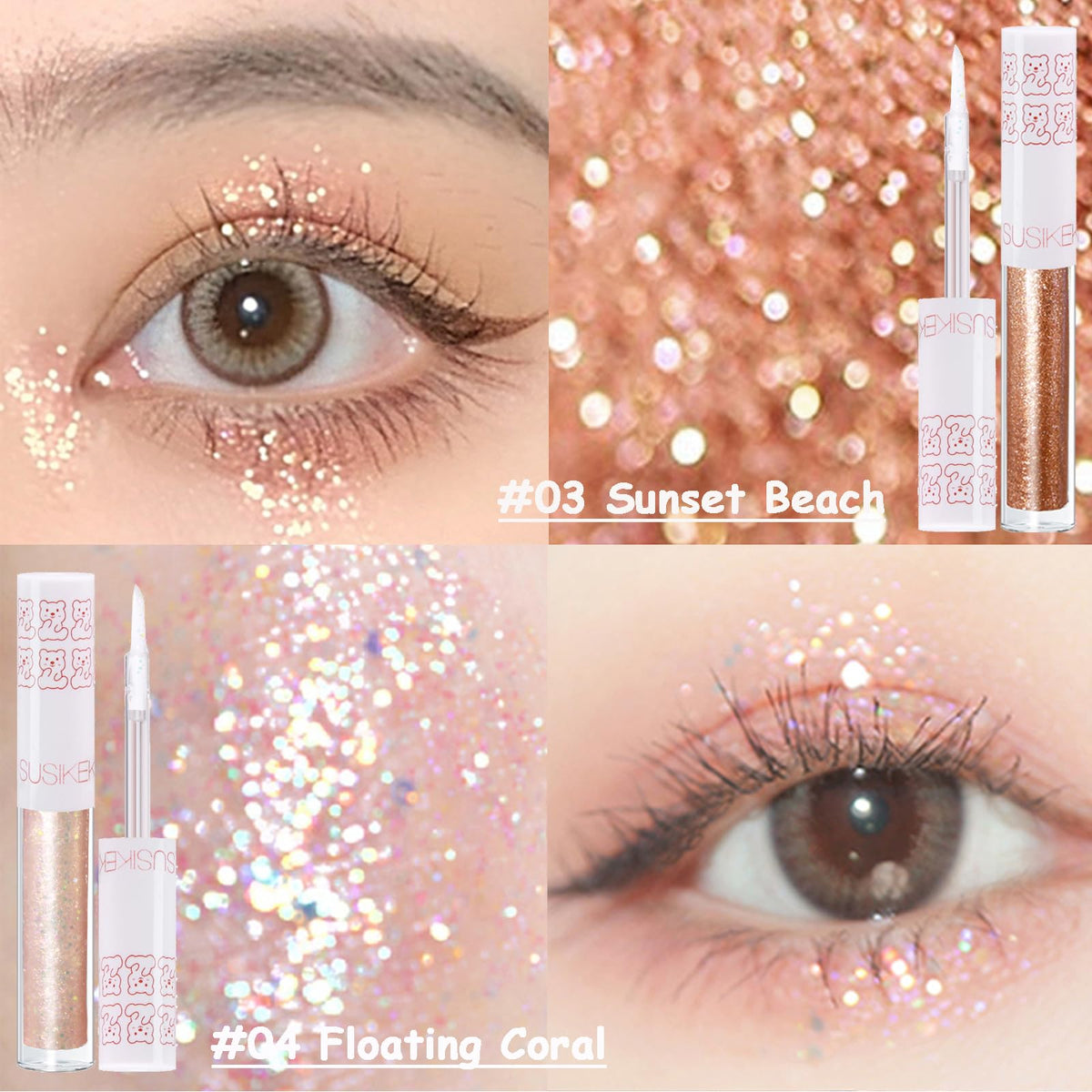 SUSIKEKI glitter accent on inner corner creating brightening effect for eyes