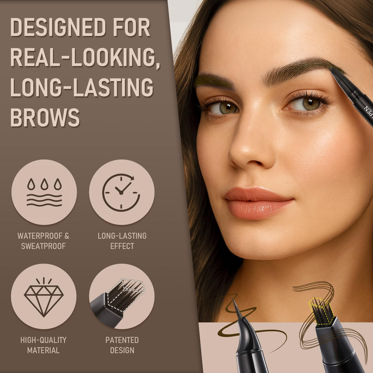 SUSIKEKI swatch comparison showing stroke variety for natural to bold brows benefit customization