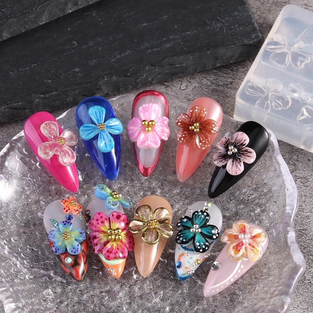 SUTOKAKA finished 3D flower nail embellishments demonstrating decorative impact