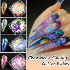SUTOZMIWE close-up nail showing chameleon effect at angle, emphasizes color change