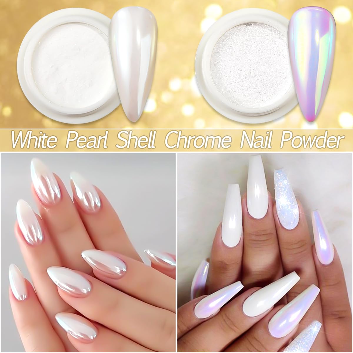SUTOZMIWE chrome powder mirrored finish on black gel showing intense reflectivity