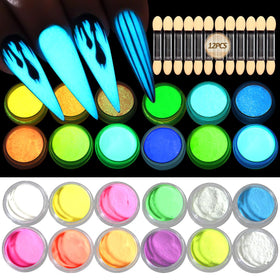 SUTOZMIWE front packaging showing 12 glow powder jars and sponge sticks, professional kit benefit