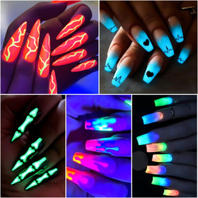 SUTOZMIWE glowing nail finish in the dark highlighting bright luminescence for eye-catching nails