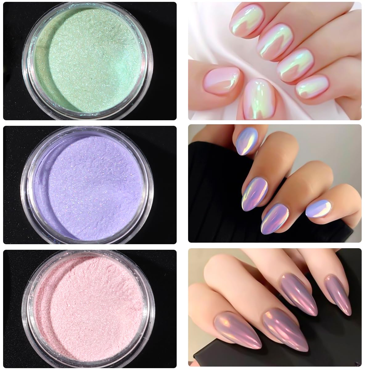 SUTOZMIWE gradient aurora effect on nails showing multichrome depth and shine