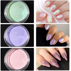 SUTOZMIWE gradient aurora effect on nails showing multichrome depth and shine