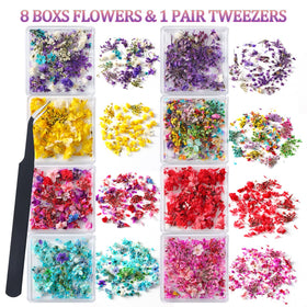 SUTOZMIWE open boxes displaying eight color-separated tiny preserved petals for precise use