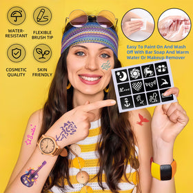 Suu66 applying temporary tattoo on arm for easy party entertainment