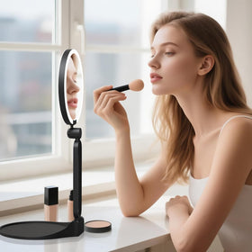 Suupvaor on a vanity showing practical use and improved makeup visibility