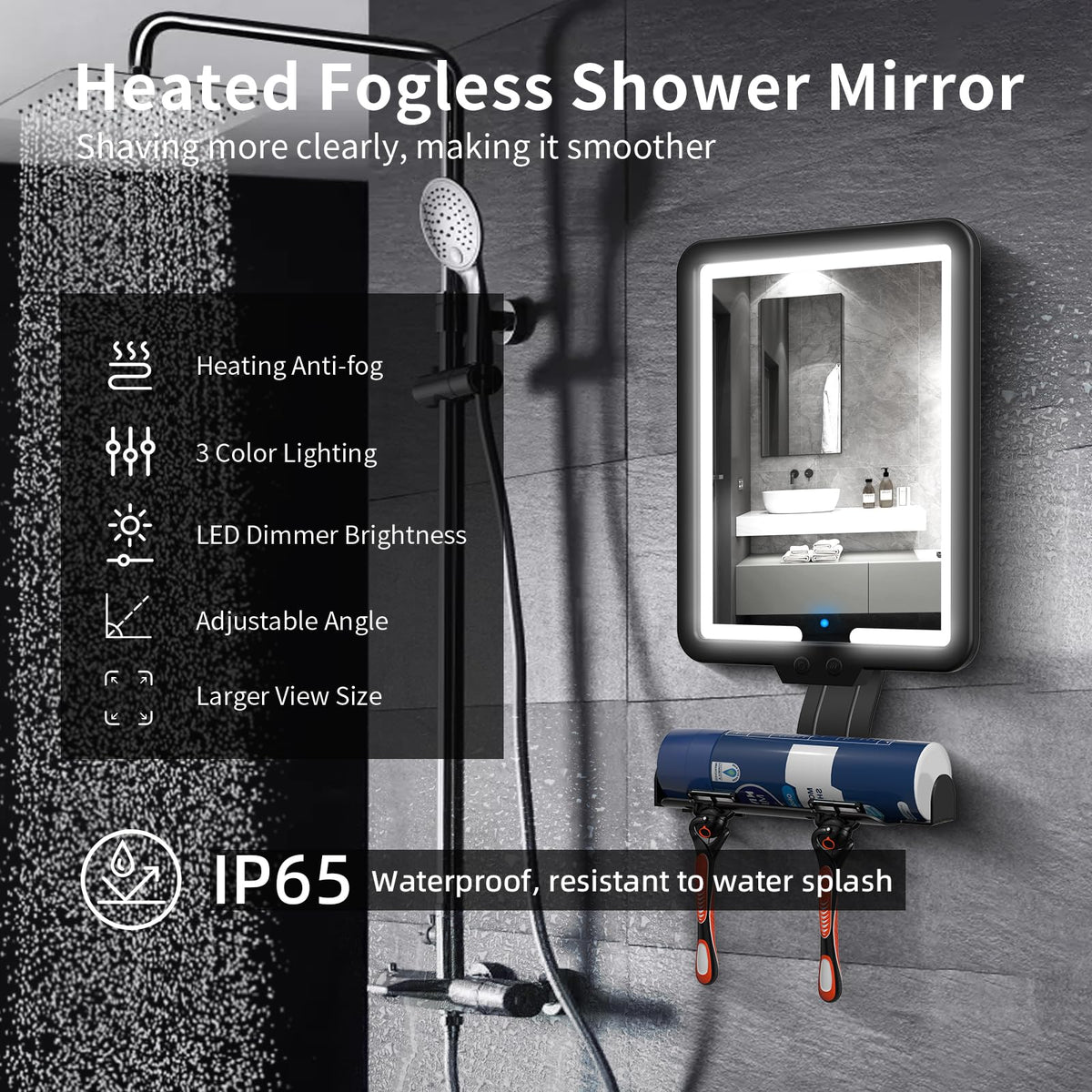 Suupvaor lit mirror in dim bathroom delivering consistent color temperature and improved visibility