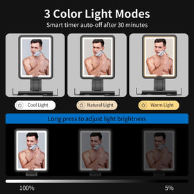 Suupvaor mirror tilt adjustment detail demonstrating customizable angle for precise grooming