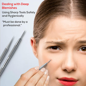 Suvorna flat head tool positioned on nose to show contouring and effective extraction