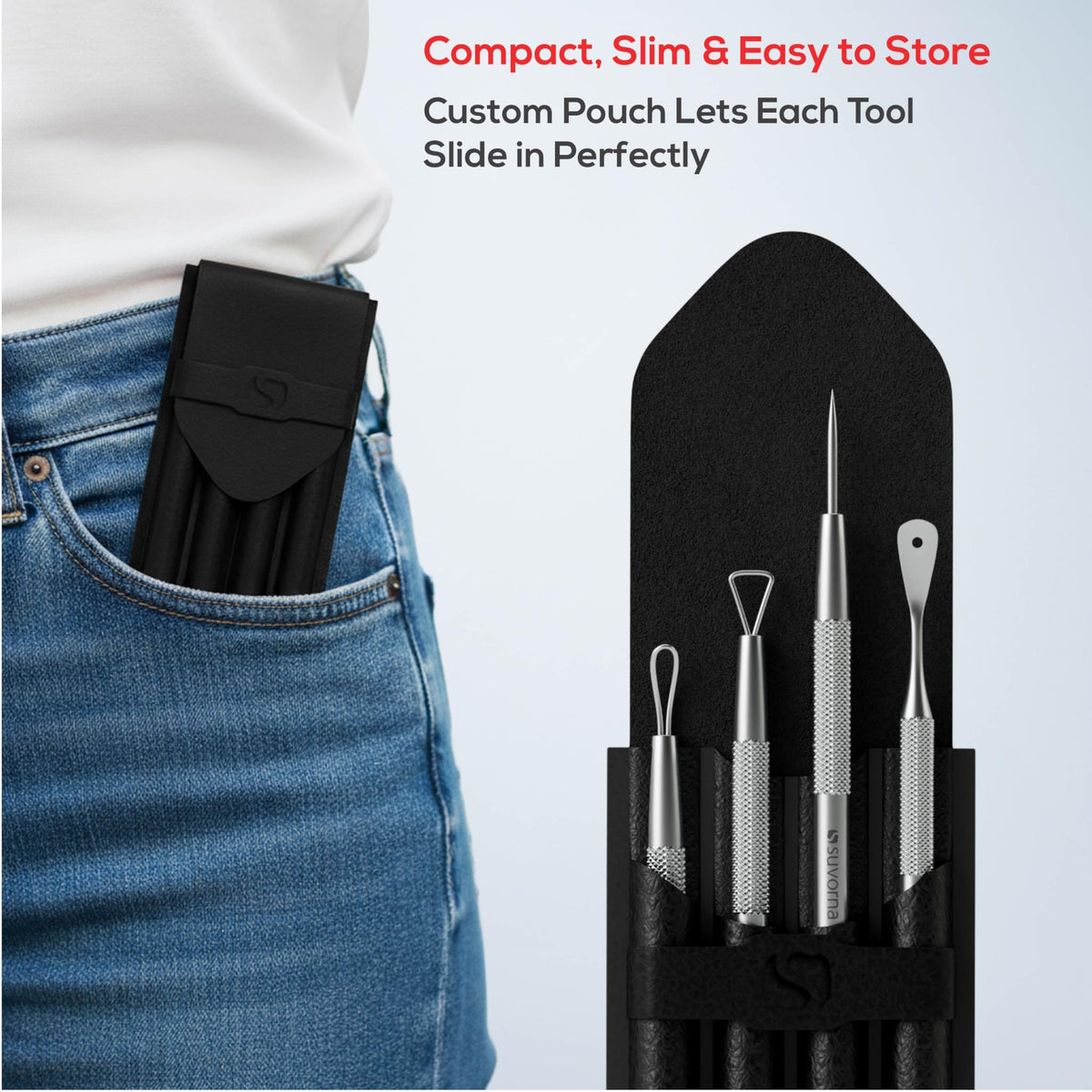 Suvorna tools beside alcohol and cloth showing sterilization and hygienic care routine