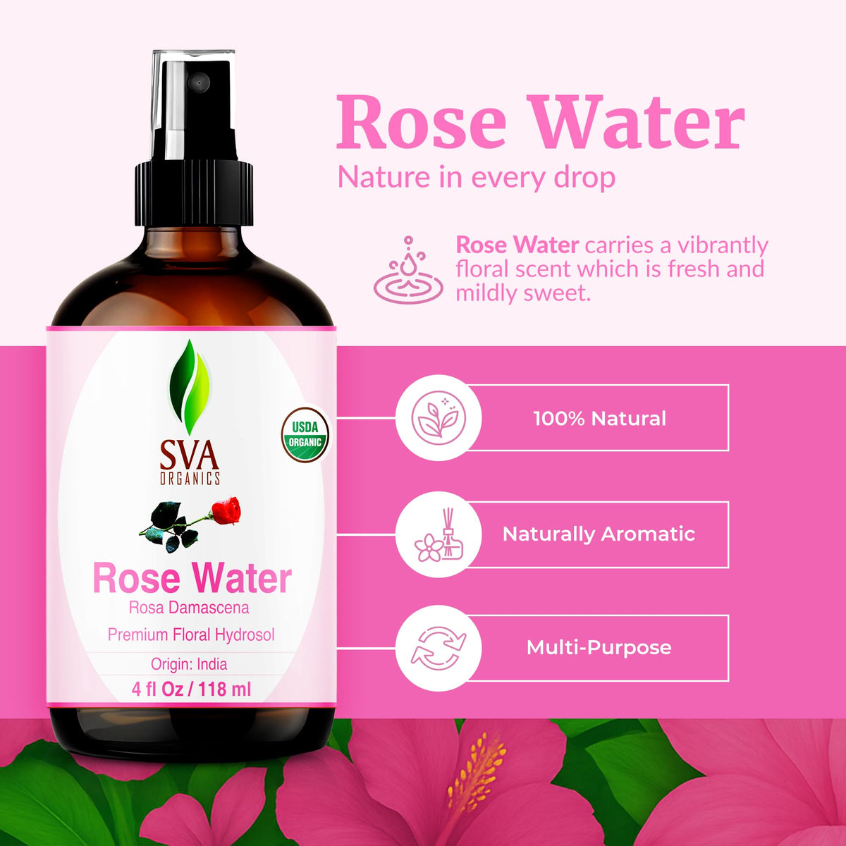 SVA ORGANICS close-up spray nozzle delivering fine mist for even application benefit