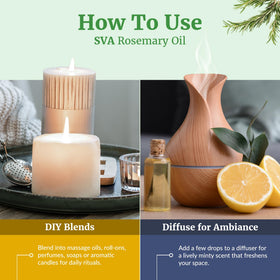 SVA ORGANICS rosemary oil in diffuser creating a fresh aromatic ambiance