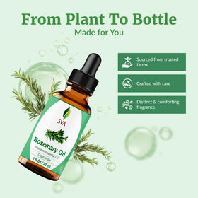 SVA ORGANICS label detail highlighting steam-distilled rosemary origin
